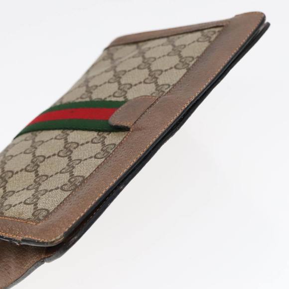 GUCCI GG Canvas Web Sherry Line Clutch Bag PVC Leather Beige Green Auth 90836 - Picture 5 of 16